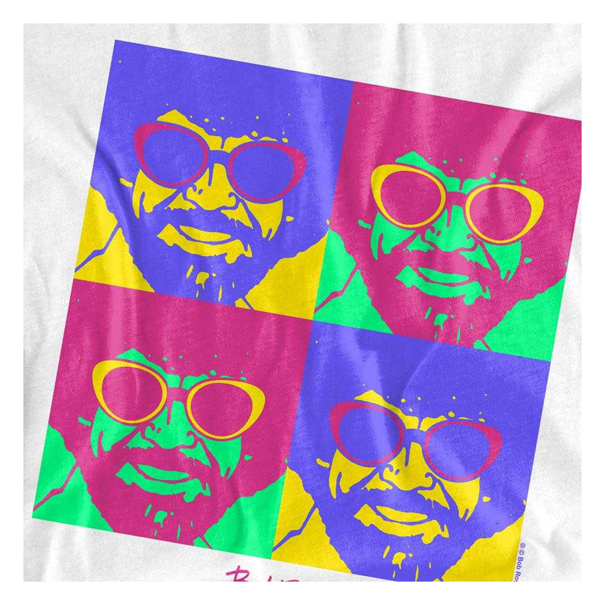 White - Side - Bob Ross Womens-Ladies Pop Art T-Shirt