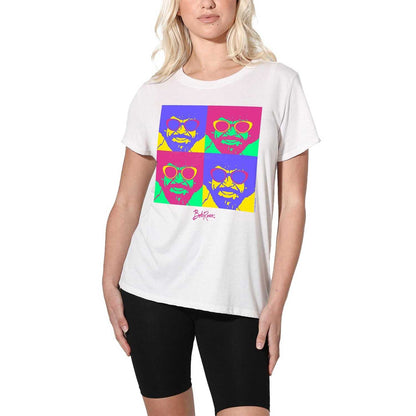 White - Lifestyle - Bob Ross Womens-Ladies Pop Art T-Shirt