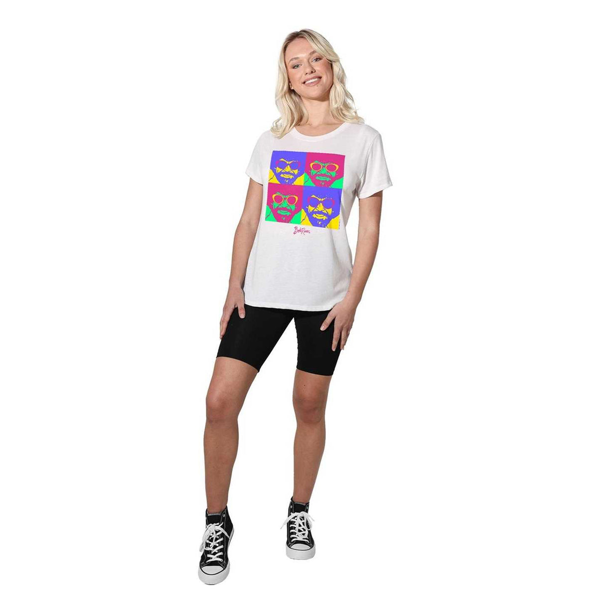 White - Pack Shot - Bob Ross Womens-Ladies Pop Art T-Shirt