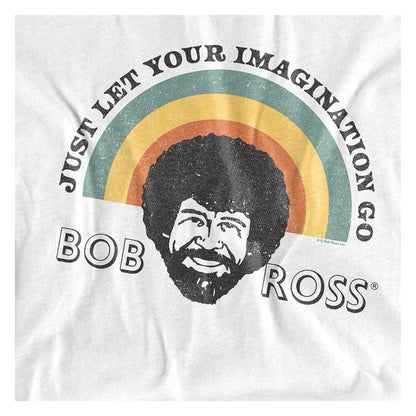 White - Back - Bob Ross Childrens-Kids Just Let Your Imagination Go Rainbow T-Shirt