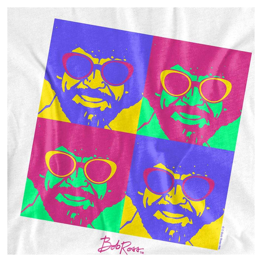 White - Side - Bob Ross Womens-Ladies Pop Art Fitted T-Shirt