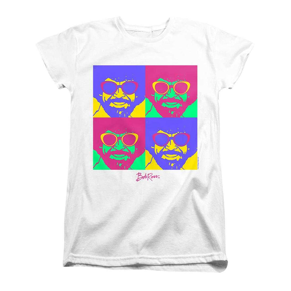 White - Front - Bob Ross Womens-Ladies Pop Art Fitted T-Shirt