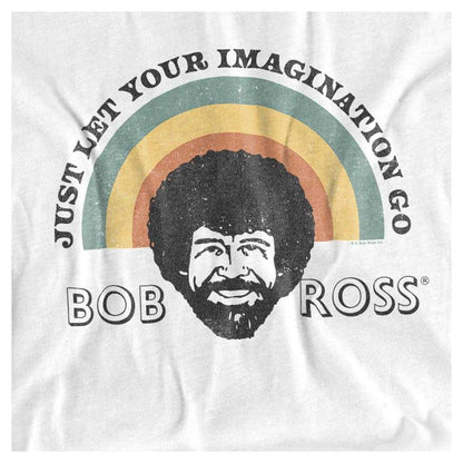 White - Side - Bob Ross Unisex Adult Just Let Your Imagination Go Rainbow Long-Sleeved T-Shirt