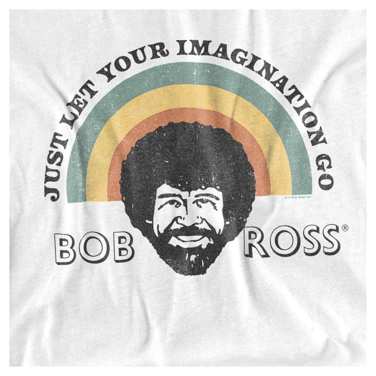 White - Side - Bob Ross Unisex Adult Just Let Your Imagination Go Rainbow Long-Sleeved T-Shirt