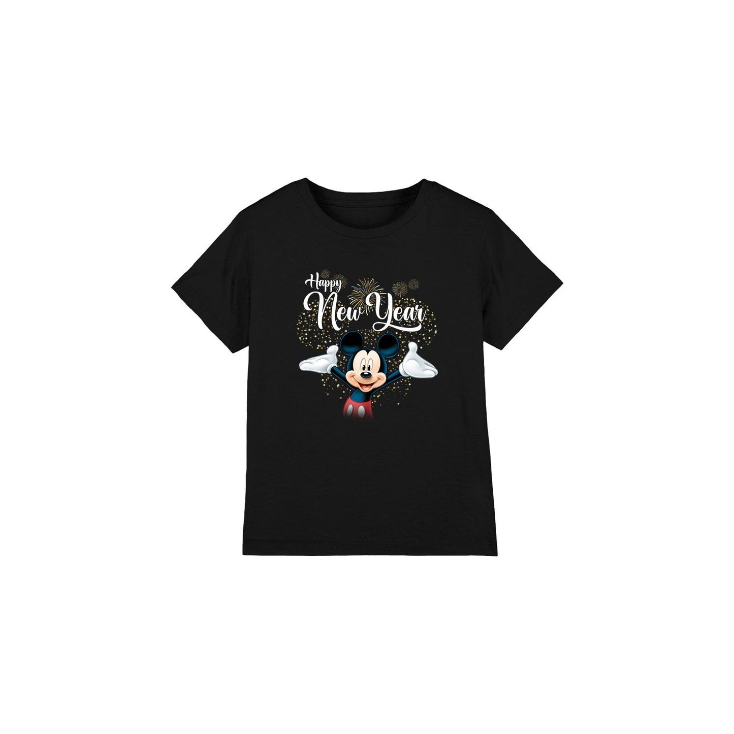 Black - Front - Disney Childrens-Kids Mickey Mouse New Year T-Shirt