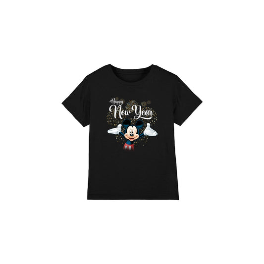 Black - Front - Disney Childrens-Kids Mickey Mouse New Year T-Shirt