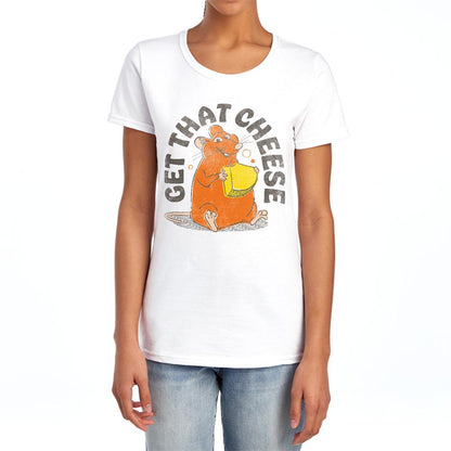 White - Lifestyle - Ratatouille Womens-Ladies Get That Cheese Fitted T-Shirt