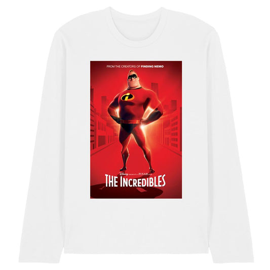 White - Front - The Incredibles Unisex Adult Movie Poster Long-Sleeved T-Shirt
