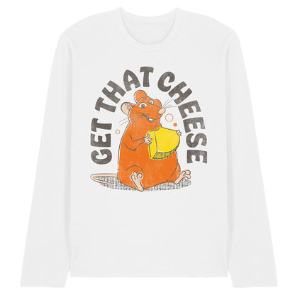 White - Front - Ratatouille Unisex Adult Get That Cheese Long-Sleeved T-Shirt
