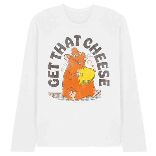 White - Front - Ratatouille Unisex Adult Get That Cheese Long-Sleeved T-Shirt