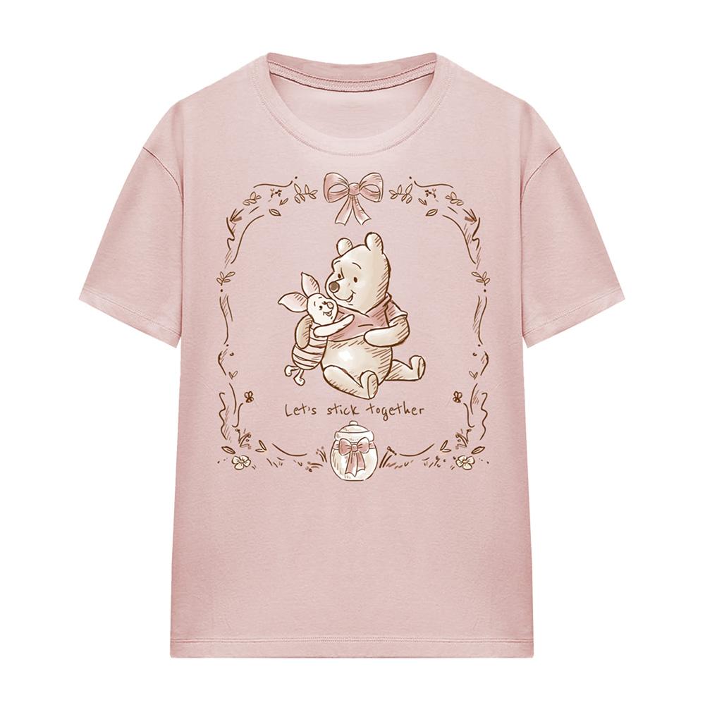 Pink - Front - Winnie the Pooh Womens-Ladies Piglet Bow T-Shirt