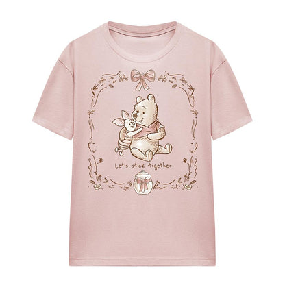 Pink - Front - Winnie the Pooh Womens-Ladies Piglet Bow T-Shirt