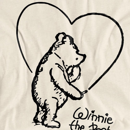 Natural - Side - Winnie the Pooh Womens-Ladies Classic Heart T-Shirt