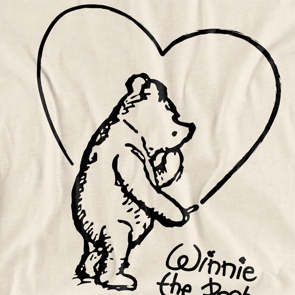 Natural - Side - Winnie the Pooh Womens-Ladies Classic Heart T-Shirt