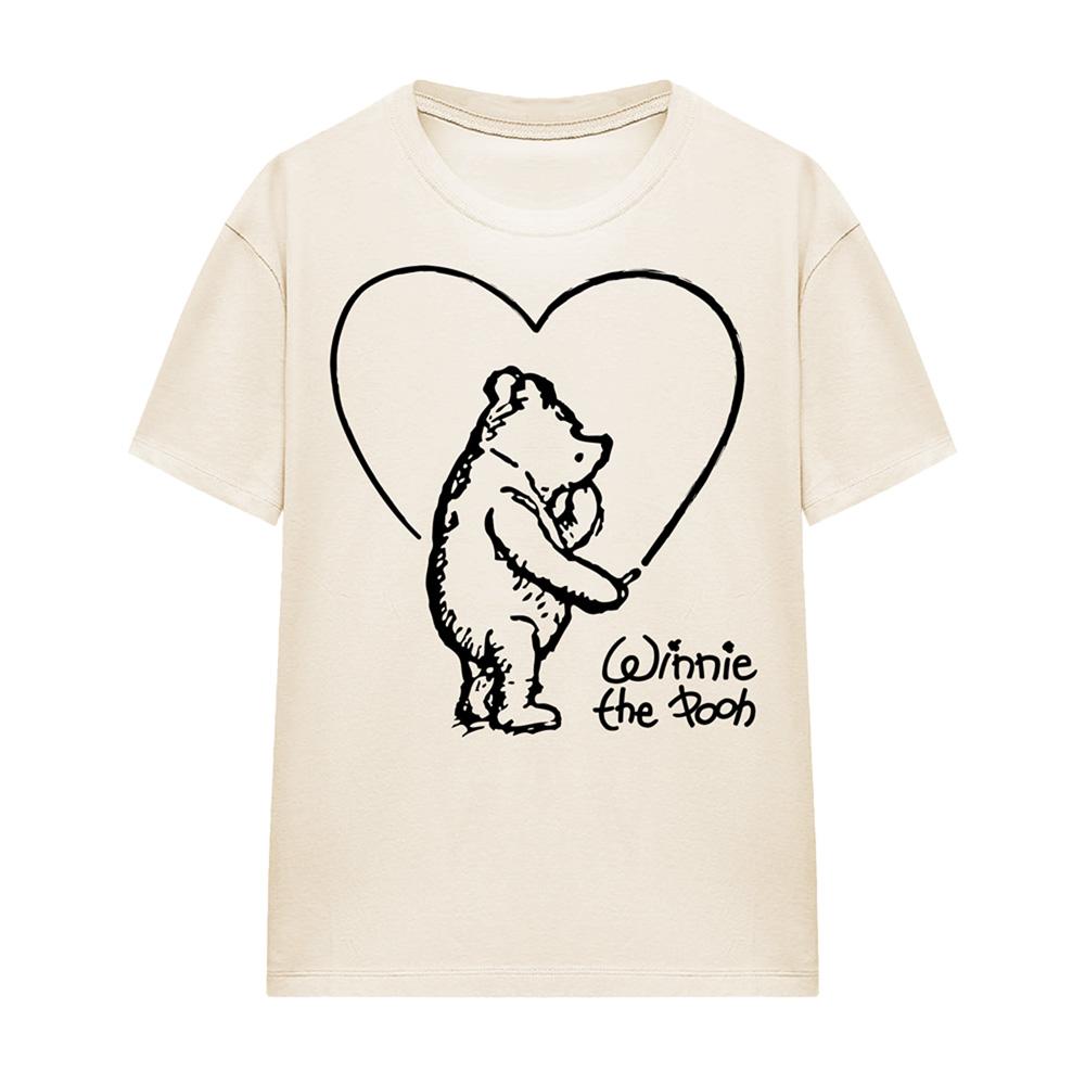 Natural - Front - Winnie the Pooh Womens-Ladies Classic Heart T-Shirt