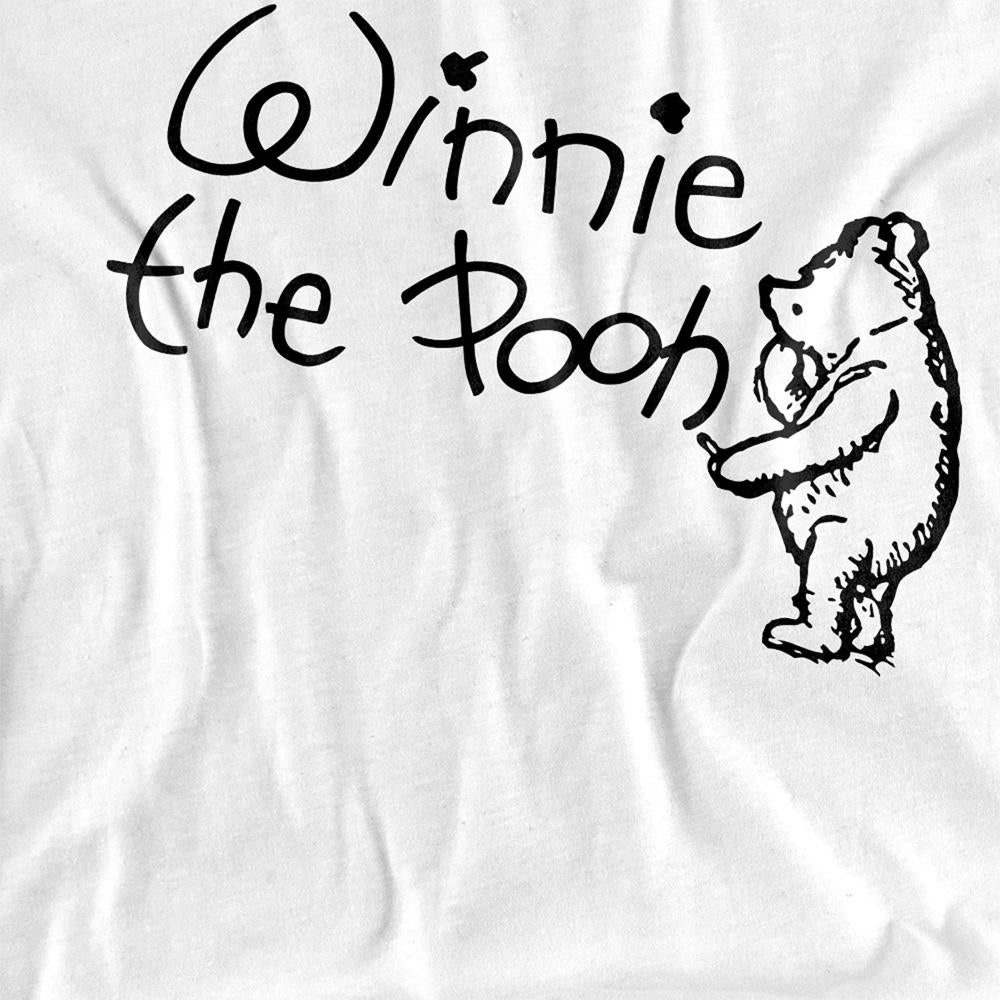 White - Side - Winnie the Pooh Womens-Ladies Classic Logo T-Shirt