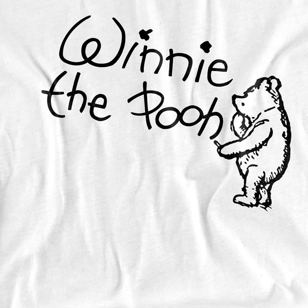 White - Side - Winnie the Pooh Womens-Ladies Classic Logo Fitted T-Shirt