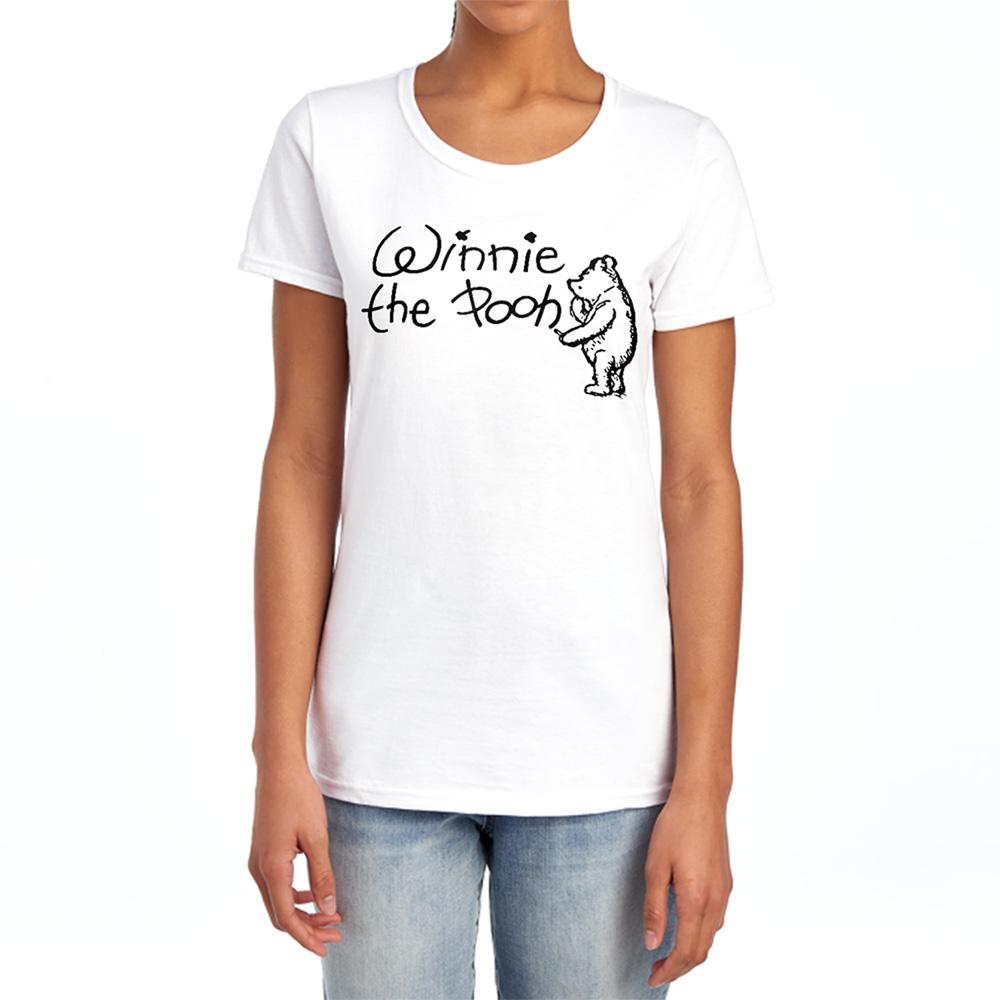White - Lifestyle - Winnie the Pooh Womens-Ladies Classic Logo Fitted T-Shirt