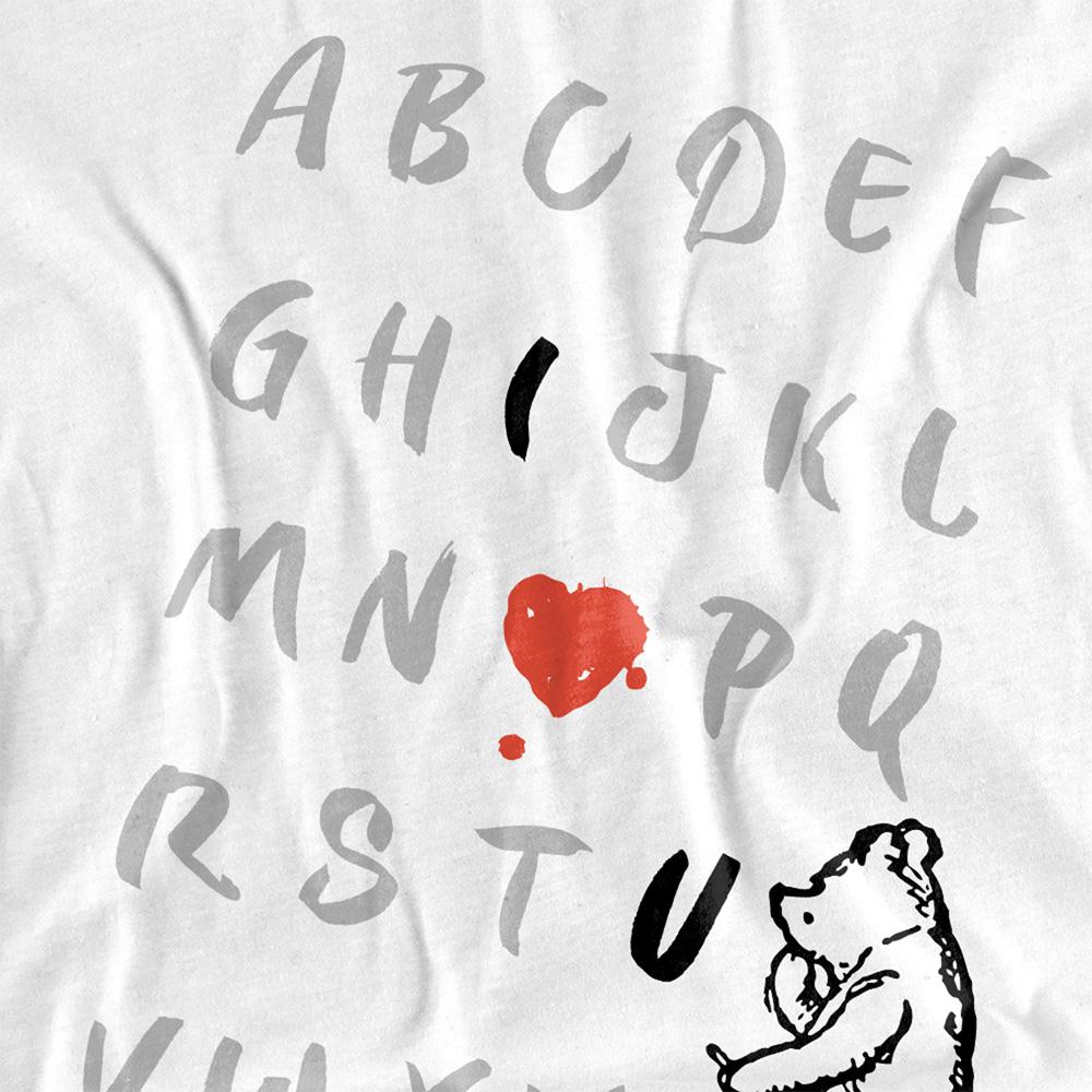 White - Side - Winnie the Pooh Unisex Adult Classic Alphabet Long-Sleeved T-Shirt