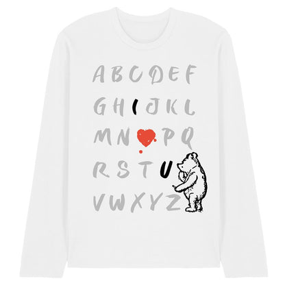 White - Front - Winnie the Pooh Unisex Adult Classic Alphabet Long-Sleeved T-Shirt