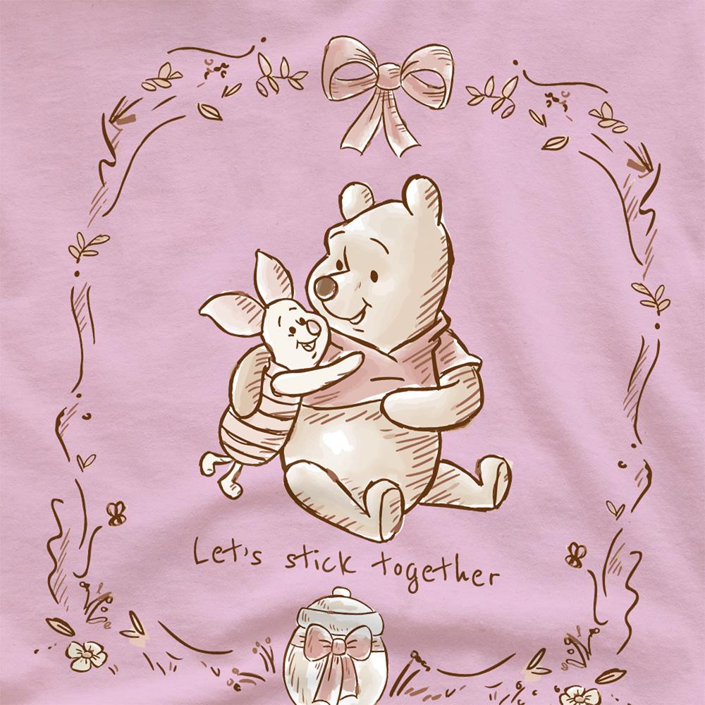 Pink - Side - Winnie the Pooh Unisex Adult Winnie The Pooh & Piglet Bow T-Shirt
