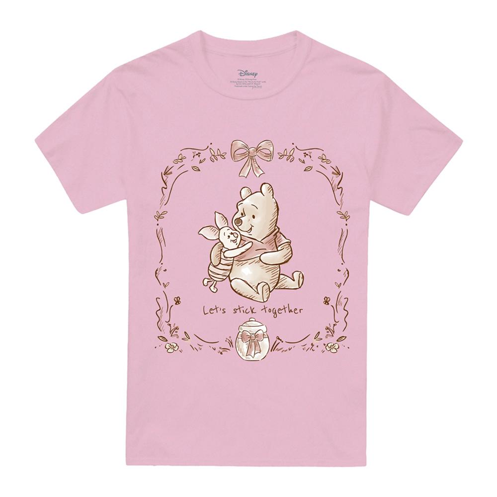 Pink - Front - Winnie the Pooh Unisex Adult Winnie The Pooh & Piglet Bow T-Shirt