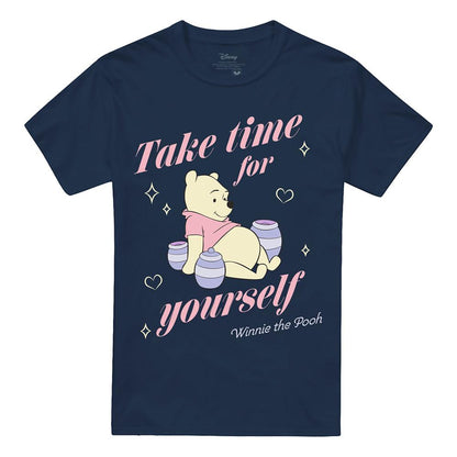 Deep Navy - Front - Winnie the Pooh Unisex Adult Take Time T-Shirt