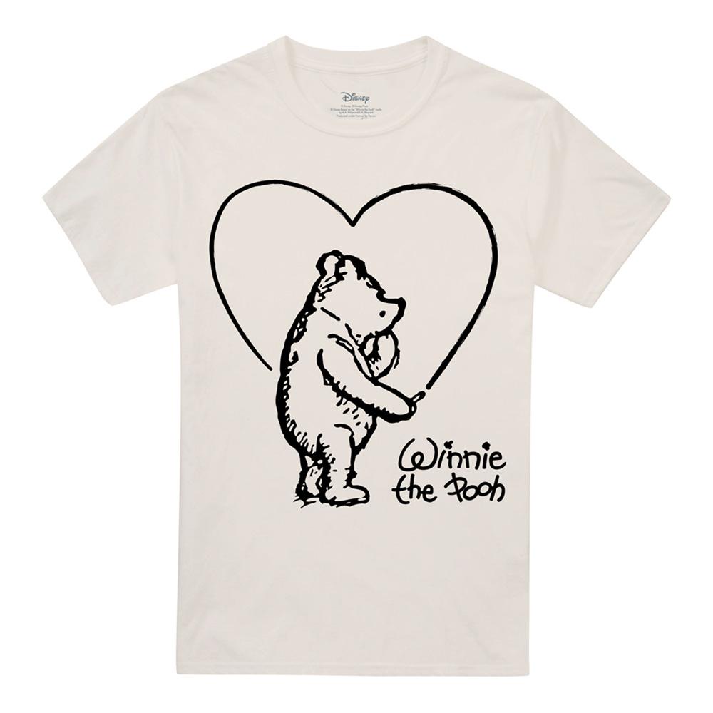 Natural - Front - Winnie the Pooh Unisex Adult Classic Heart T-Shirt