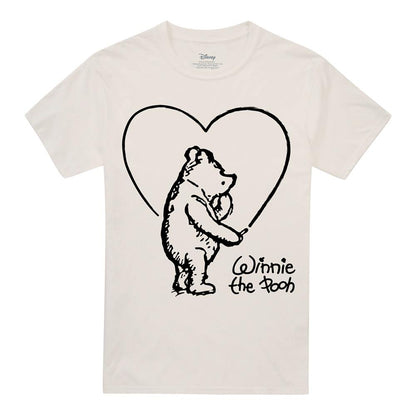 Natural - Front - Winnie the Pooh Unisex Adult Classic Heart T-Shirt