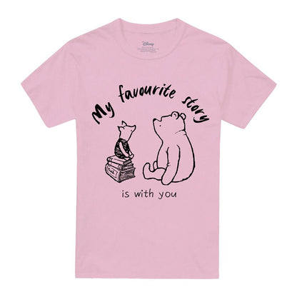 Pink - Front - Winnie the Pooh Unisex Adult My Favourite Story Is With You T-Shirt