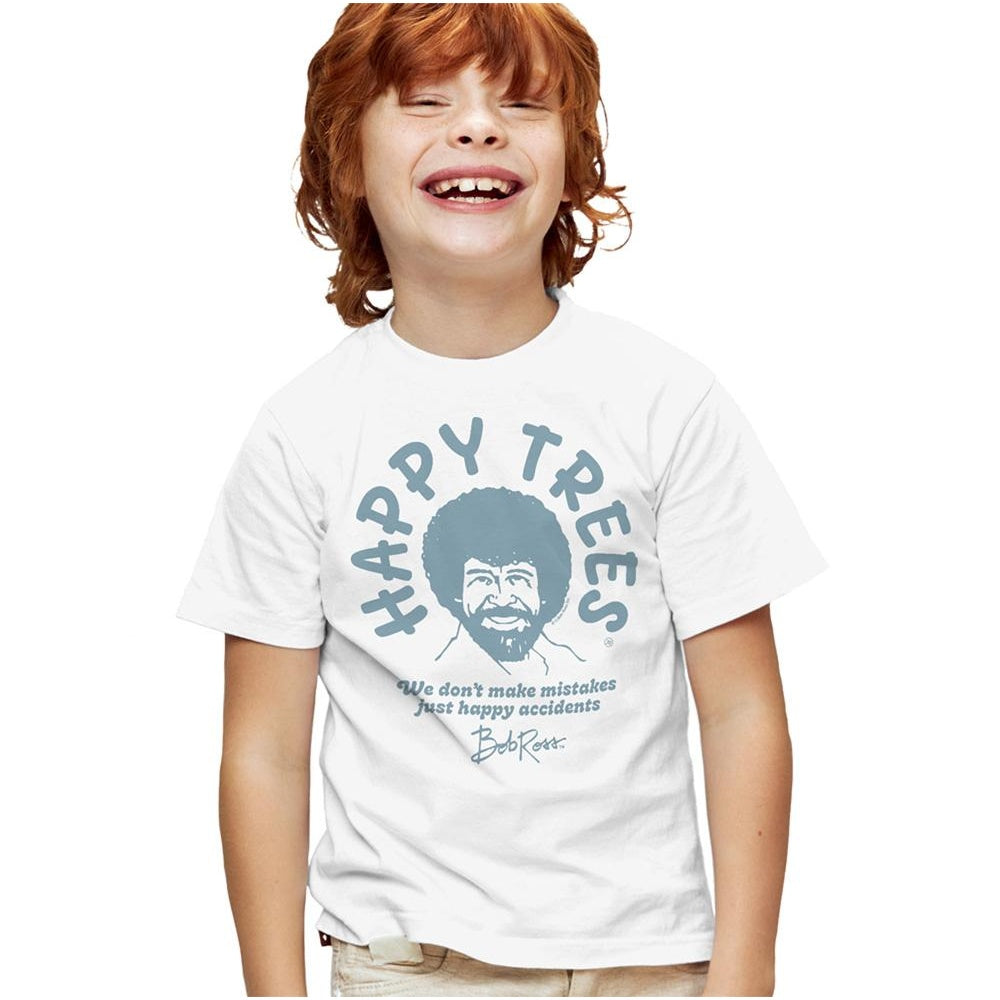 White - Side - Bob Ross Childrens-Kids We Don´t Make Mistakes T-Shirt