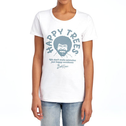 White - Lifestyle - Bob Ross Womens-Ladies We Don´t Make Mistakes Fitted T-Shirt