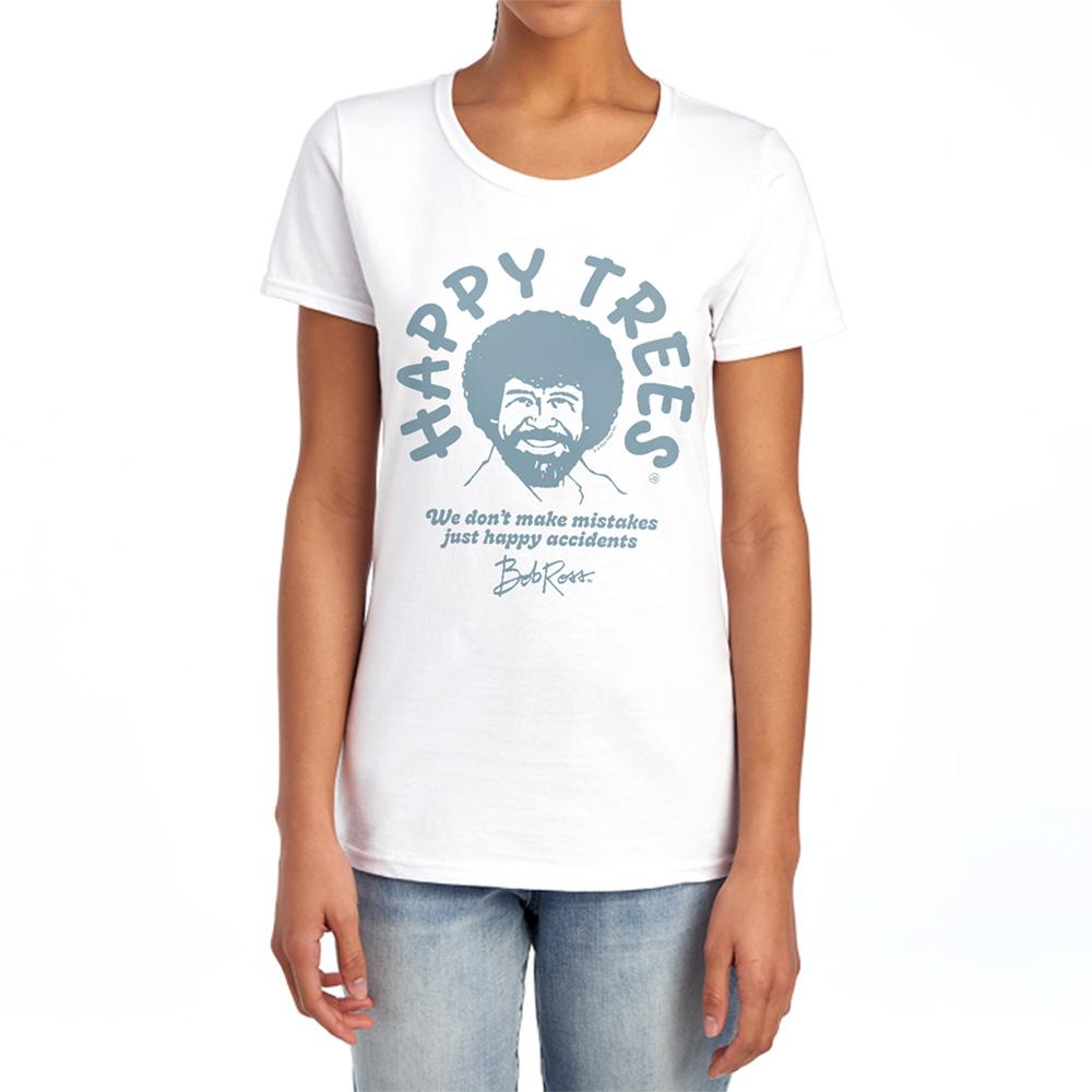 White - Lifestyle - Bob Ross Womens-Ladies We Don´t Make Mistakes Fitted T-Shirt