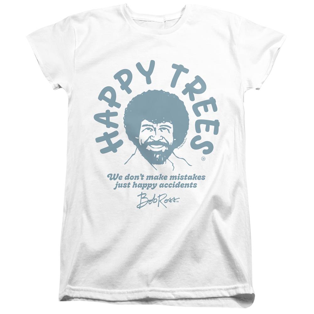 White - Front - Bob Ross Womens-Ladies We Don´t Make Mistakes Fitted T-Shirt