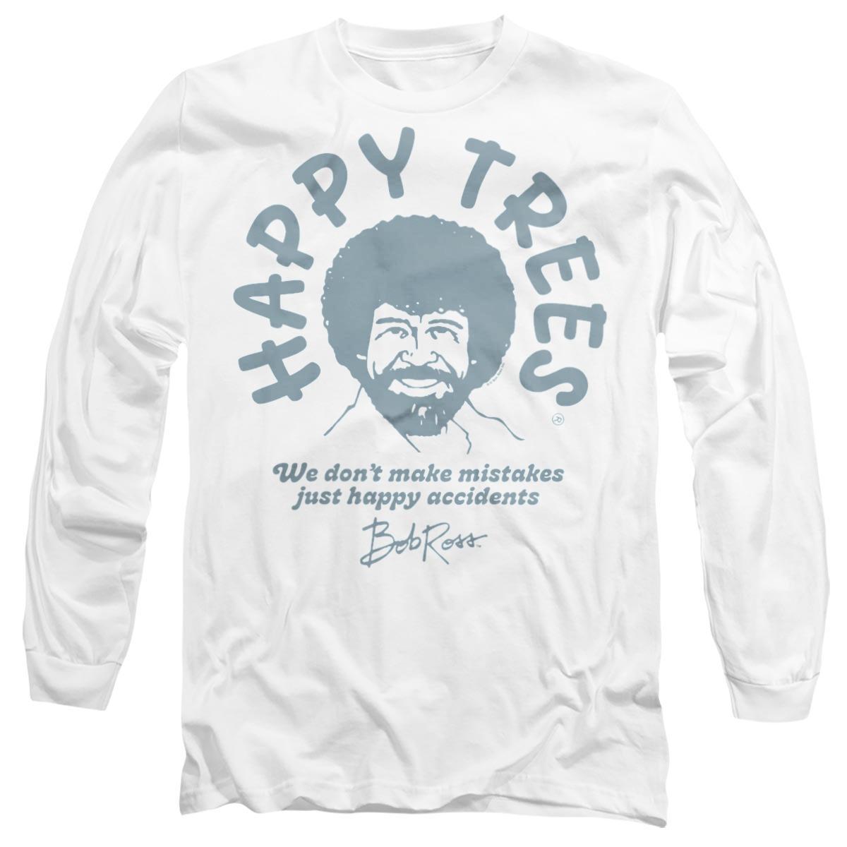 White - Front - Bob Ross Unisex Adult We Don´t Make Mistakes Long-Sleeved T-Shirt