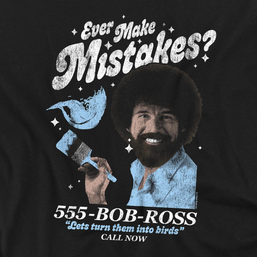 Black - Side - Bob Ross Unisex Adult Ever Make Mistakes? Long-Sleeved T-Shirt