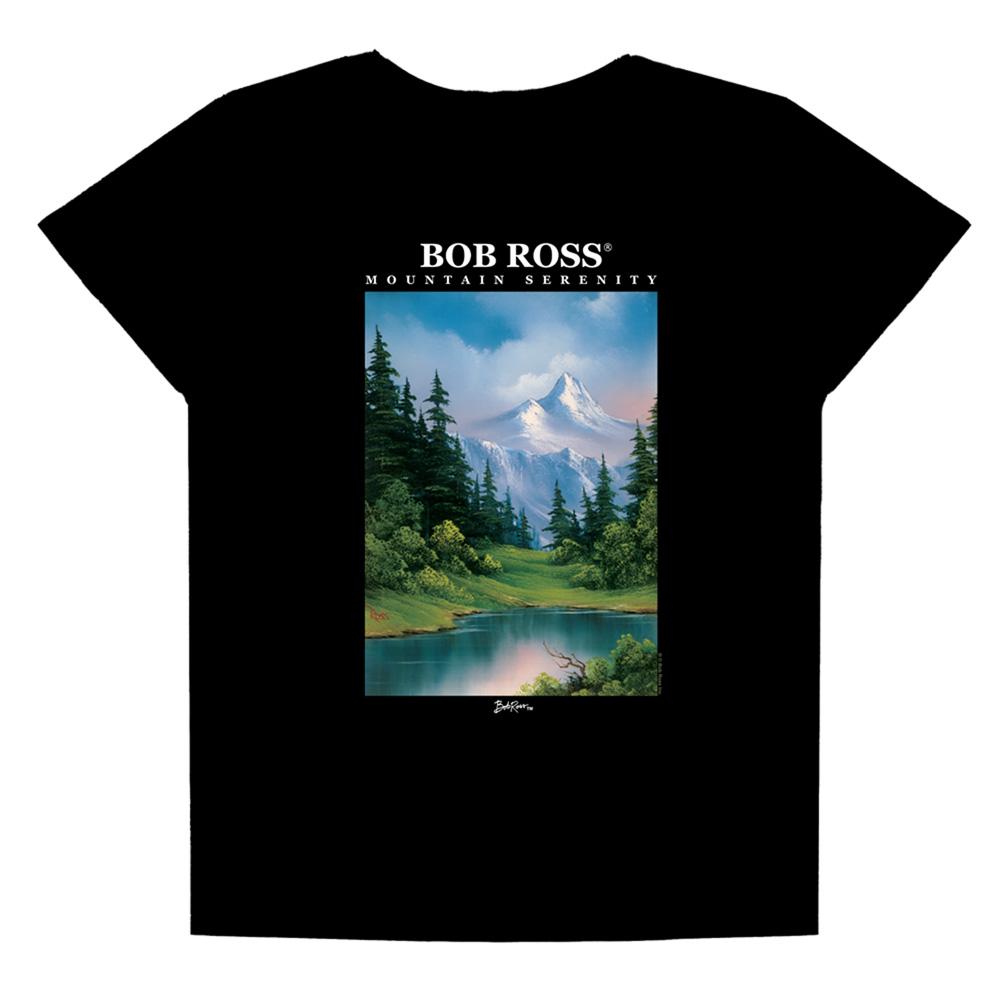 Black - Front - Bob Ross Womens-Ladies Mountain Serenity Regular T-Shirt