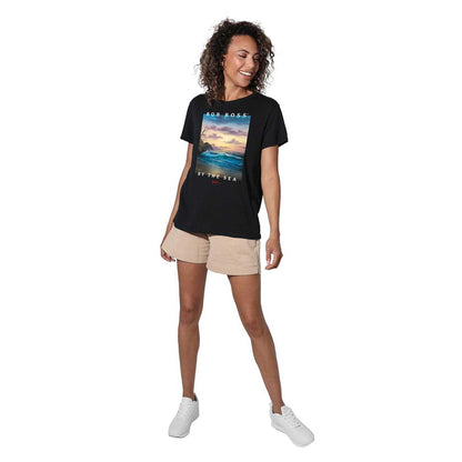 Black - Pack Shot - Bob Ross Womens-Ladies By The Sea Regular T-Shirt