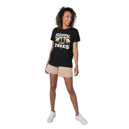 Black - Pack Shot - Bob Ross Womens-Ladies Happy Little Trees T-Shirt