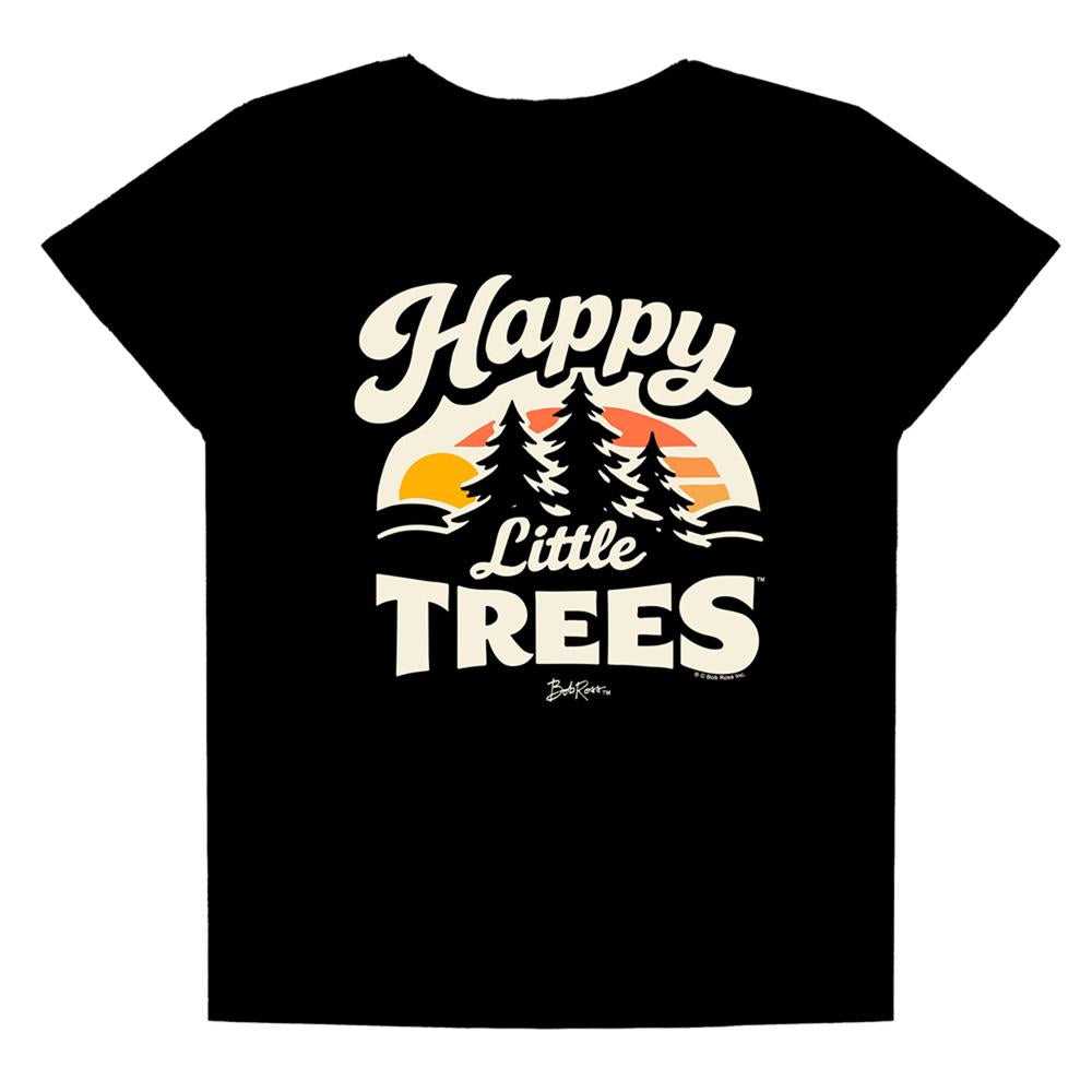 Black - Front - Bob Ross Womens-Ladies Happy Little Trees T-Shirt