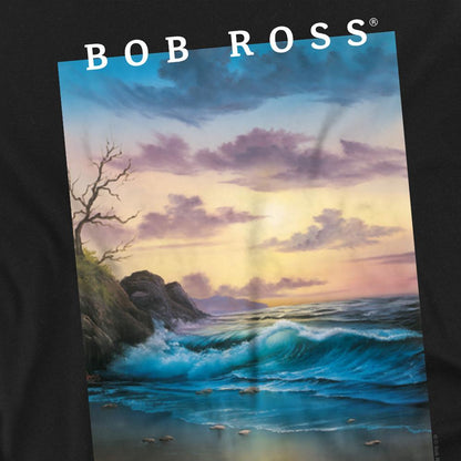 Black - Lifestyle - Bob Ross Womens-Ladies By The Sea Fitted T-Shirt