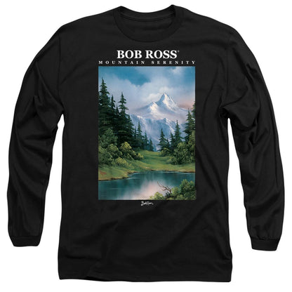 Black - Front - Bob Ross Unisex Adult Mountain Serenity Long-Sleeved T-Shirt