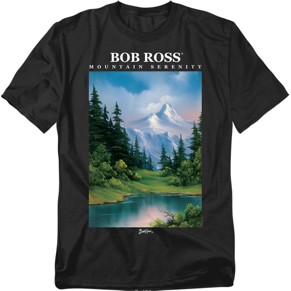 Black - Front - Bob Ross Unisex Adult Mountain Serenity T-Shirt