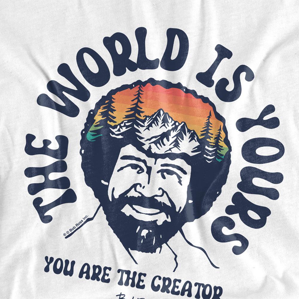 White - Pack Shot - Bob Ross Womens-Ladies The World Is Yours Regular T-Shirt
