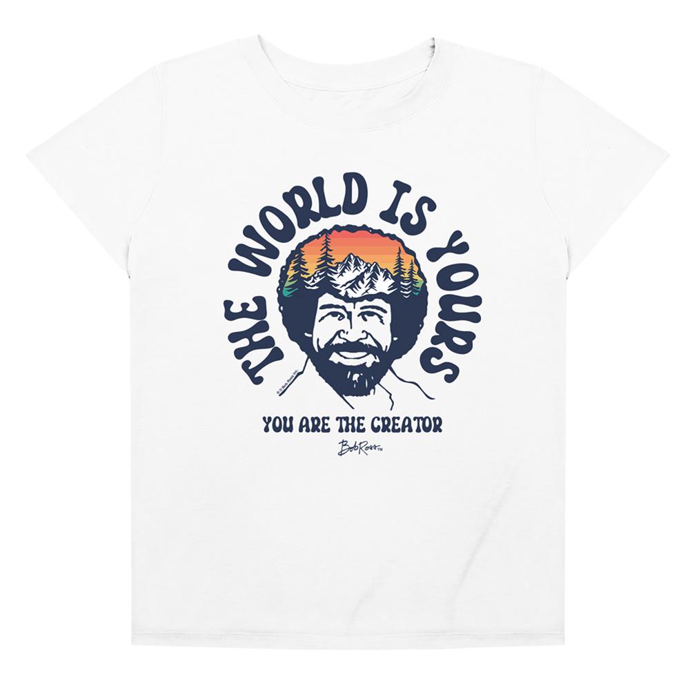 White - Front - Bob Ross Womens-Ladies The World Is Yours Regular T-Shirt