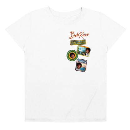White - Front - Bob Ross Womens-Ladies Badge Regular T-Shirt
