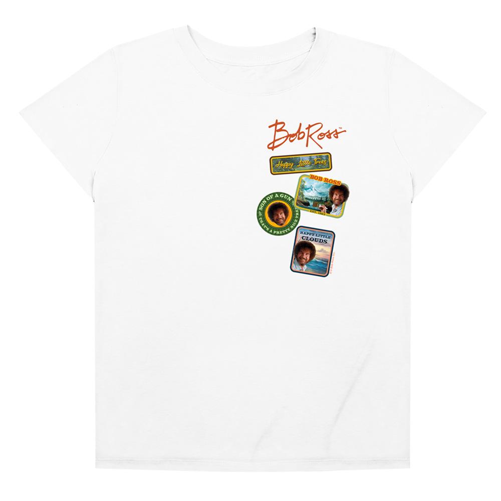 White - Front - Bob Ross Womens-Ladies Badge Regular T-Shirt