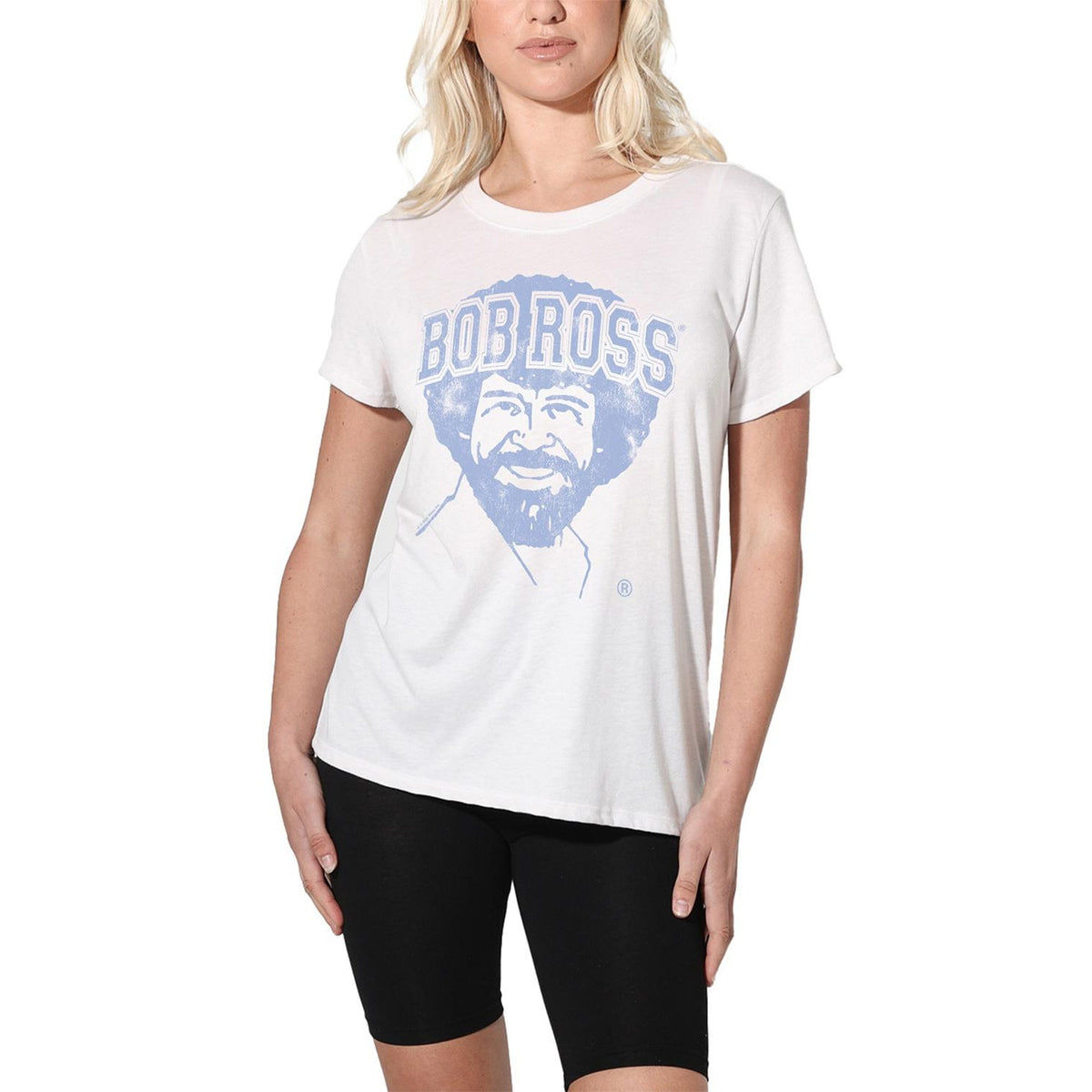 White - Side - Bob Ross Womens-Ladies Collegiate Regular T-Shirt