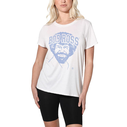 White - Side - Bob Ross Womens-Ladies Collegiate Regular T-Shirt