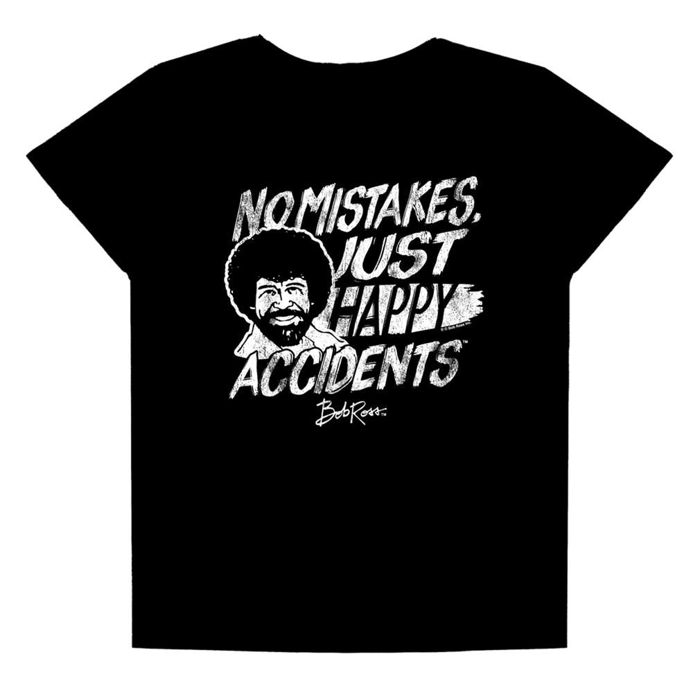 Black - Front - Bob Ross Womens-Ladies Happy Accidents Regular T-Shirt